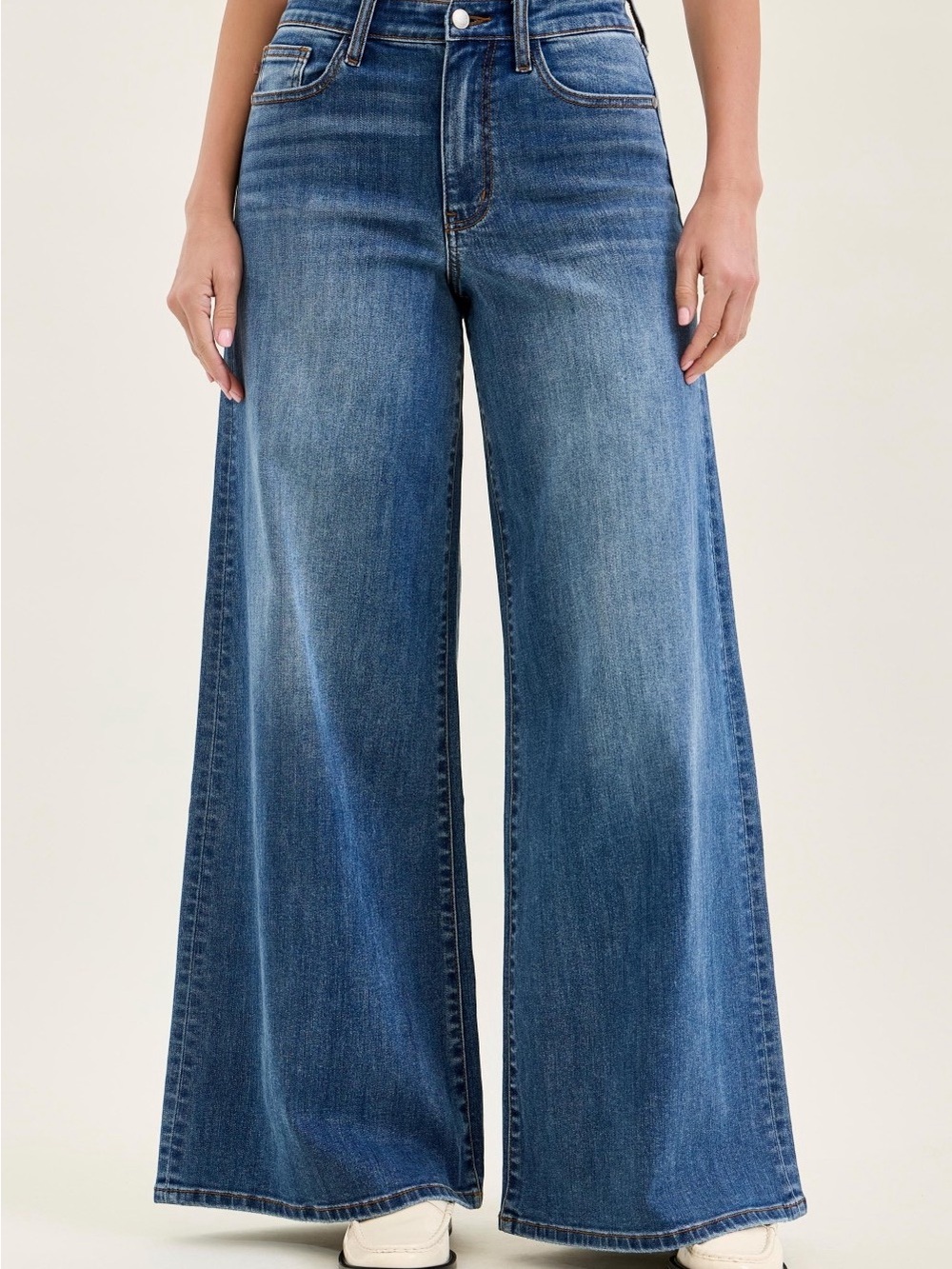 BOUTIQUE Judy Blue Vintage Wash High Waist Palazzo Wide Leg Denim Jeans